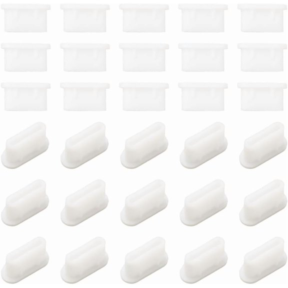 1 Box 50Pcs Cell Phone Dust Plugs Anti Dust Plug Type C Charging Port Protectors White Silicone Charging Port Covers for Smartphones White