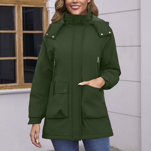 Aimik Womens Waterproof Hooded Parka Coat Winter Outdoor Windproof Thermal Jacket with Adjustable Waist for Hiking Travel