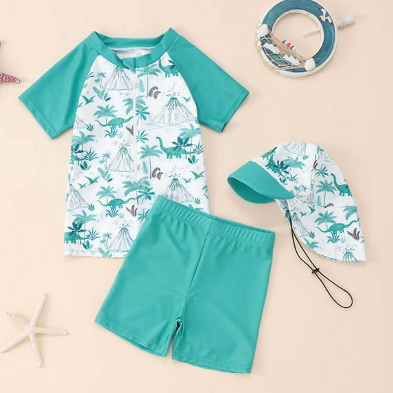LRen Boys Swimsuits Size 7 Cartoon Printed Two Piece Boys Swim Suits Summer Outdoor Casual Fashion Relaxed Fit Kids Bathing Suits Toddler Boy Swimsuit Swimwear