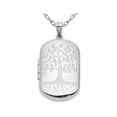 thumbnail image 1 of Collier Pendentif Médaillon Rectangulaire Arbre en Argent Sterling avec Chaîne, 1 of 4