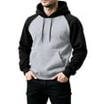 thumbnail image 5 of yuCgh Men's Colorblock Hoodie Sweatshirt, Plus Size Casual Sports Pullover, Trendy Two-Tone Design for Loose Fit and Everyday Comfort,Light Gray 2XL, 5 of 6