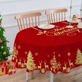 thumbnail image 3 of Merry Christmas Oval Tablecloth 60×102 inch Christmas Table Cloth Golden Deer Christmas Tree Table Covers Red Christmas Decoration for Christmas Party Dining Room Home Kitchen Picnic, 3 of 6