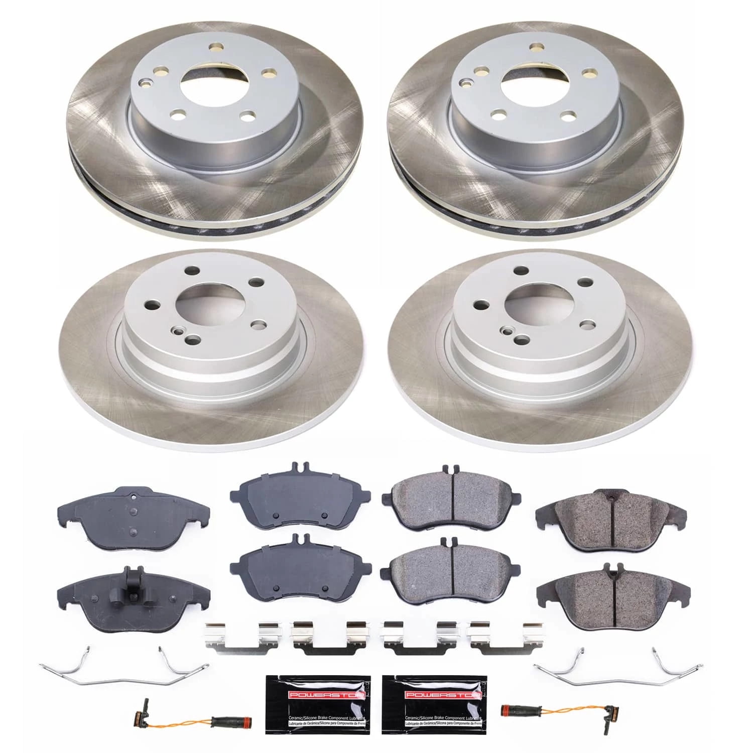 PowerStop Front and Rear Semi-Coated Rotor and Low-Dust Ceramic Brake Pad Kit SC5791