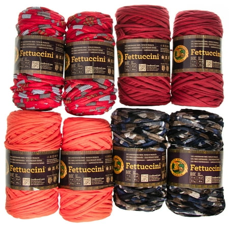 Super Soft Bulky Yarn - Lion Brand (8 Pack) Fettuccini Assorted Recycled Soft Yarn for Knitting Crocheting Super Bulky #6