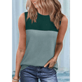 thumbnail image 4 of Women Casual Summer Round Neck Colorblock Sleeveless Tank Top Green L, 4 of 7