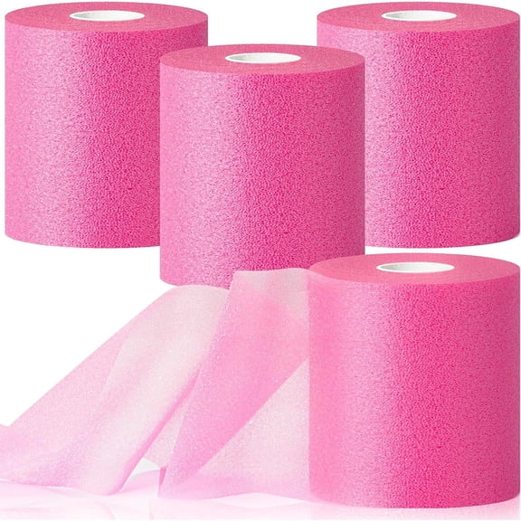 Januofit 3rd Gen Hot Pink Pre Wrap Athletic, 4 Pack Prewrap Athletic Tape for Hair Soccer, Sports Pre-Wrap Headbands Foam Underwrap Bandage