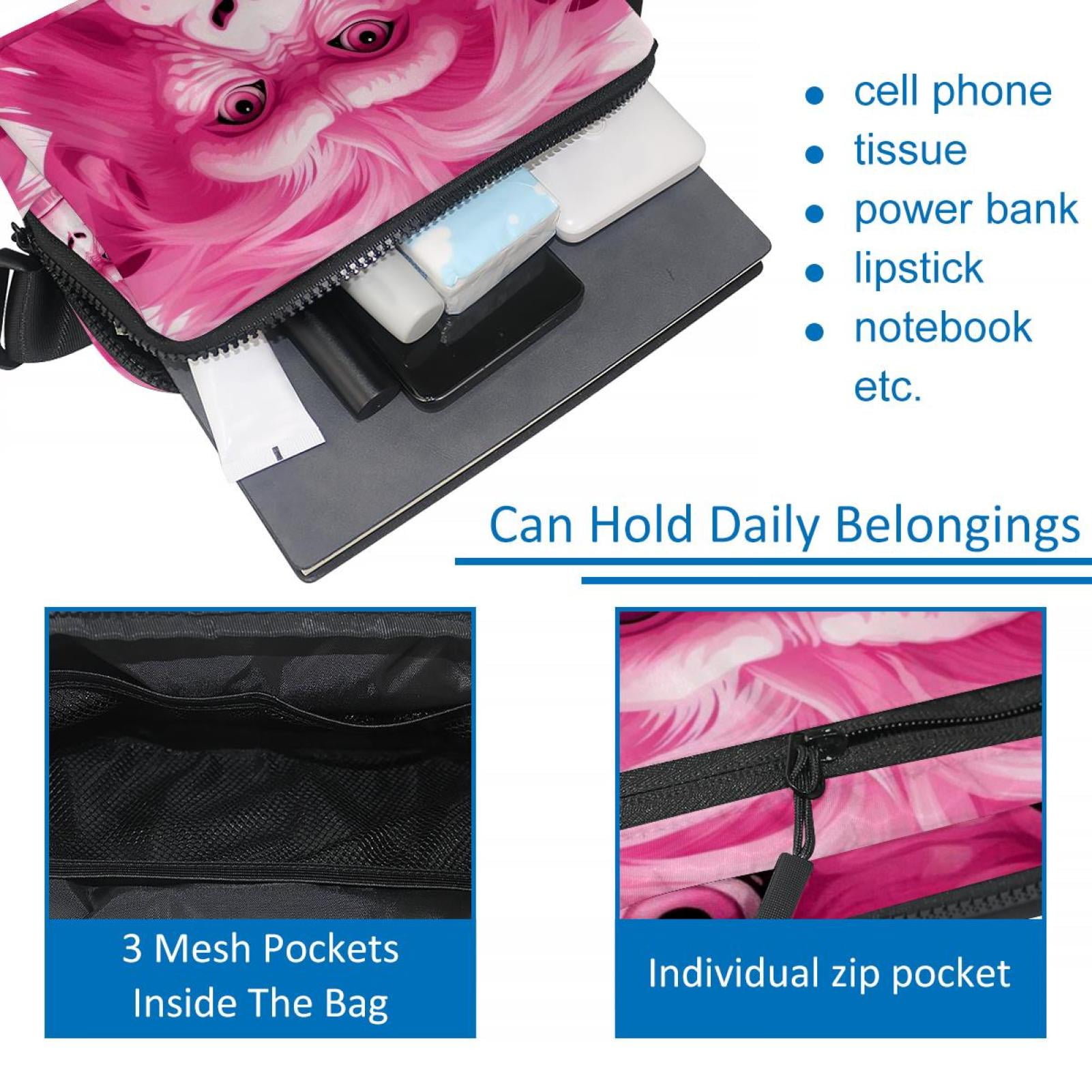 Pink monkey orangutan Lightweight Adjustable Crossbody Bag with Extension Strap - Unisex Fanny Pack