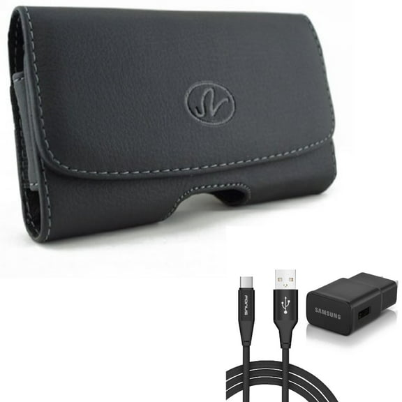 Case Belt Clip & Fast Home Charger for Samsung Galaxy S22 Plus,S21,Plus,S20 Plus,Fan Edition,FE 5G - Leather Swivel Holster   Type-C 6ft USB Cable Combo