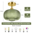 thumbnail image 3 of 9.84'' Semi Flush Mount Ceiling Light, Adjustable Hanging Gold Sloped Ceiling Lights with Green Glass Shade, 3 of 8