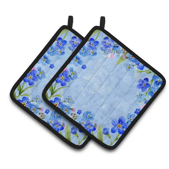 Myosotis flowers Pair of Pot Holders