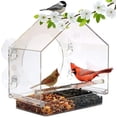thumbnail image 1 of Window Bird Feeder Window Bird House Crystal Clear Acrylic with Removable Tray Drain Holes, 1 of 4