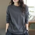 thumbnail image 2 of Maean Womens Basic Shirts Solid Color Casual Lightweight Sweatshirt Round Neck Long Sleeve Tees Tops, 2 of 6