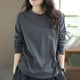 thumbnail image 2 of Top para mujer,Camiseta de manga larga para mujer, talla grande, cuello redondo, informal, de poliéster suave, ideal para el hogar y el trabajo, sopatenor, 2 of 8
