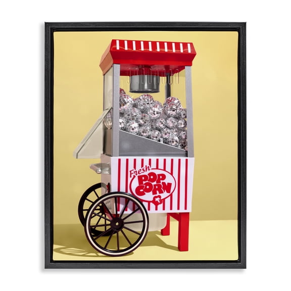 Stupell Industries Glam Disco Popcorn over Yellow Black Floating Frame Canvas Art, 17 x 21, by LISH Creative