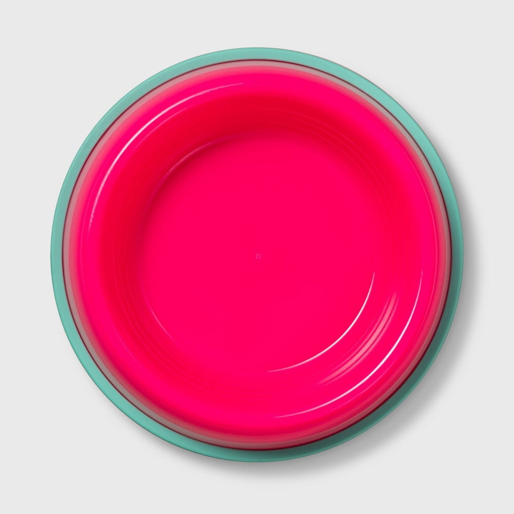 Plastic Dog Bowl Pink Sun Squad