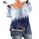 thumbnail image 2 of Qarigey Blusa Camisa de manga corta con estampado Blusa con cuello en V Blusa suelta con estampado de manga corta Top de verano para mujer Prendas para la parte del cuerpo Azul claro XL Qarigey AP001925-60, 2 of 6