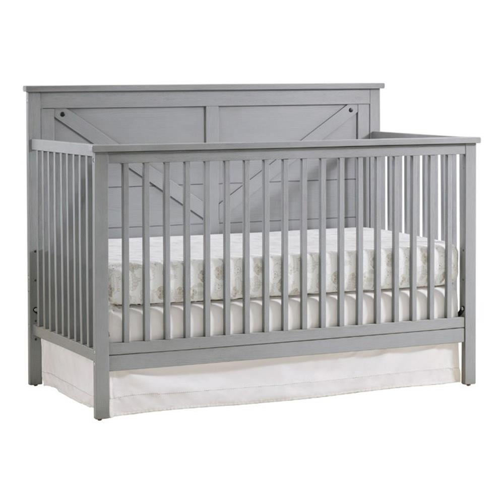 Oxford Baby Montauk 4-in-1 Convertible Crib, Farmhouse Gray, GREENGUARD Gold Certified, Wooden Crib