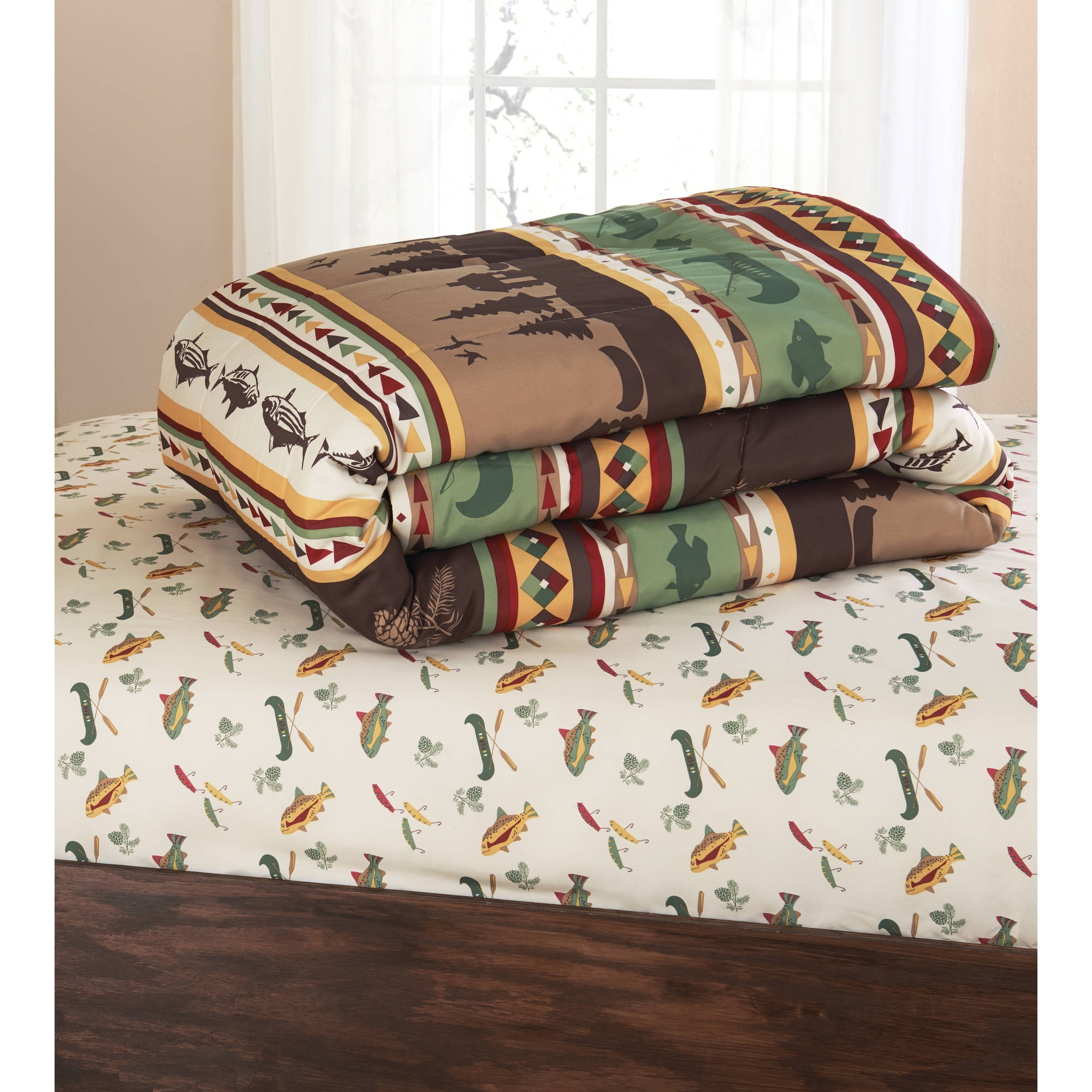 Mainstays Gone Fishing Bed In A Bag Coordinating Bedding Twin Xl