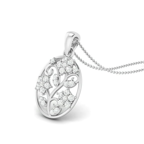 AVDAN 0.92 Ctw Round Moissanite 925 Sterling Silver Filigree Floral Women Pendant Necklace