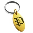 thumbnail image 1 of Stainless Steel Letter P Initial Old English Monogram Engraved Small Oval Charm Keychain Keyring, 1 of 1