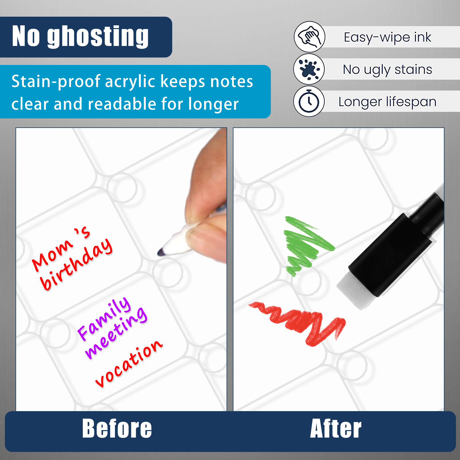 JTWEEN Acrylic Transparent Magnetic Calendar 11.8"x17.75" Acrylic Calendar Dry Erase Board Clear Fridge Weekly/Monthly Planner Magnetic Acrylic (Monthly)