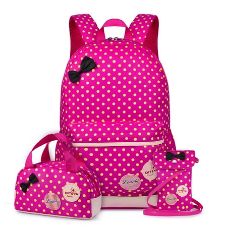vbiger set 3 polka dot waterproof nylon backpack casual bookbags