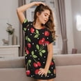thumbnail image 3 of Honeii Sweet Red Cherry Print Women's Loose Short Sleeve Nightgown, Soft Cotton Sleepwear, Comfy Loose Fit Pajama Dress for Sleep and Lounge, 3 of 6
