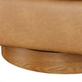 thumbnail image 3 of Comfort Pointe Irving Saddle Brown Faux Leather Wood Base Barrel Swivel Chair, 3 of 8