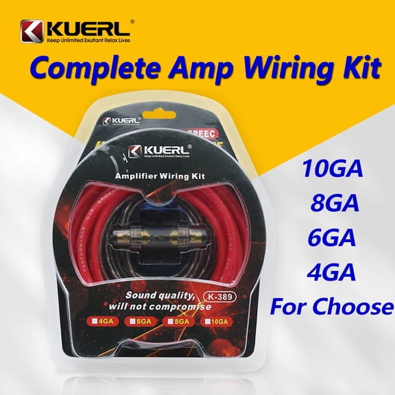 KUERL K-389 4GA 2000W Car Amp Wiring Kit – Power/Audio/Speaker Cables – 12V-24V