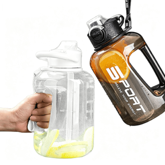Hyknon Clear Sports Water Bottle, 40.6oz BPA Free Handle Water Jug with Graduation Marking, Leakproof Flip Fitness Bottle with Straw, Workout Container for Travel Gym Cycling Daily Hydration, Black