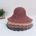 thumbnail image 4 of Eoperou Bowknot Rope Decor Adjustable Drawstring Wide Brim Beach Hat Hollow Braided Summer Sun Hat Fashion Accessories, 4 of 8