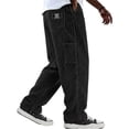 thumbnail image 4 of vdgthytj Mens Casual Pants Straight Leg Loose Fitted Ribbed Fall Winter Loungewear Corduroy Trousers with Pockets(Medium,Black), 4 of 6