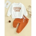 thumbnail image 3 of Elippeo Toddler Boys Fall Outfits 3M 6M 12M 18M Letter Print Crew Neck Long Sleeve Sweatshirts and Long Pants 2Pcs Clothes Set, 3 of 10