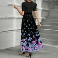 thumbnail image 4 of TQWQT Maxi Dresses for Women Short Sleeve Floral Print Casual Maxi Dresses Empire Waist Long Shirt Dresses Formal Teacher Outfits Purple S, 4 of 4