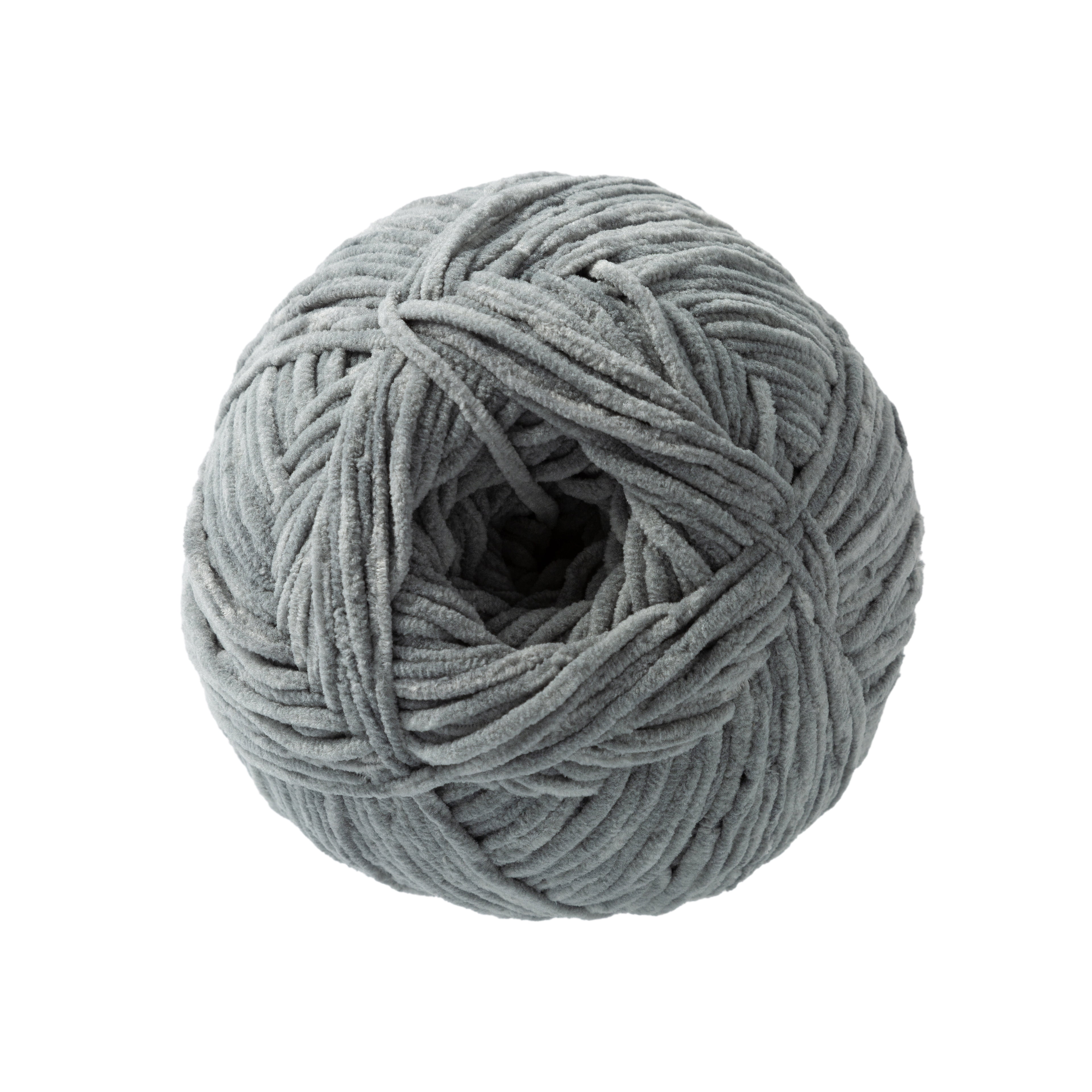 Skinny Chenille Yarn by Loops & Threads - Yarn for Knitting - Crochet - Weaving - and Arts & Crafts - Gray - Polyester - 8.75 oz