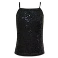 thumbnail image 4 of YUQIN Soft Tops Girls Sequin Tank Tops Sleeveless Adjustable Spaghetti Strap Crop Cami Top Carnival Sparkly Dance Blouse For Children Versatile School Wear, 4 of 4