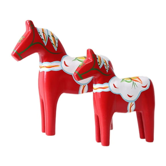 jifeng 2 Pieces Wooden Swedish Dala Horse Dala Horse Figurine Red Souvenir Memento Home