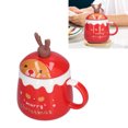 thumbnail image 1 of Taza navideña de cerámica de 450 ml ANGGREK para Oficina Dormitorio cocina Alce Lindo, 1 of 8