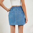 thumbnail image 6 of vigerkar Womens Denim Cargo Skirt Mini Low Waist Button Bodycon Y2K Skorts with Flap Pockets Skirts Blue, L, 6 of 9