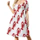 thumbnail image 1 of Vestido de manga corta con estampado repetido de langosta roja, vestidos de noche, vestido de lujo, vestido de verano para mujer, vestido diario, 1 of 7