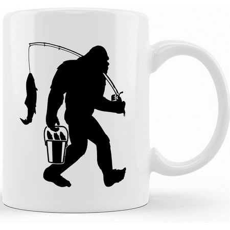 

Personalized Fishing Bigfoot Funny Coffee Mug Fisherman Sasquatch Gift Ceramic Novelty Coffee Mugs 11oz 15oz Mug Tea Cup Gift Present Mug For Birthday Christmas Thanksgiving Festival