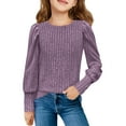thumbnail image 1 of MeetoTime Blouses à Manches Longues pour Enfants Col Rond Décontracté Couleur Unie Printemps Automne Pull pour Filles, 1 of 6