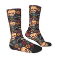 thumbnail image 3 of Uemuo Skulls and Flowers Pattern Women's Crew Socks, Soft Durable Breathable Moisture-Wicking with Odor Control Cotton socks, 3 of 9
