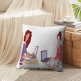 thumbnail image 3 of LALILO Throw Pillow Covers Young Girl Laptop Girl African American Afro Cushion Cover 18" x 18", 2 Pack, 3 of 6