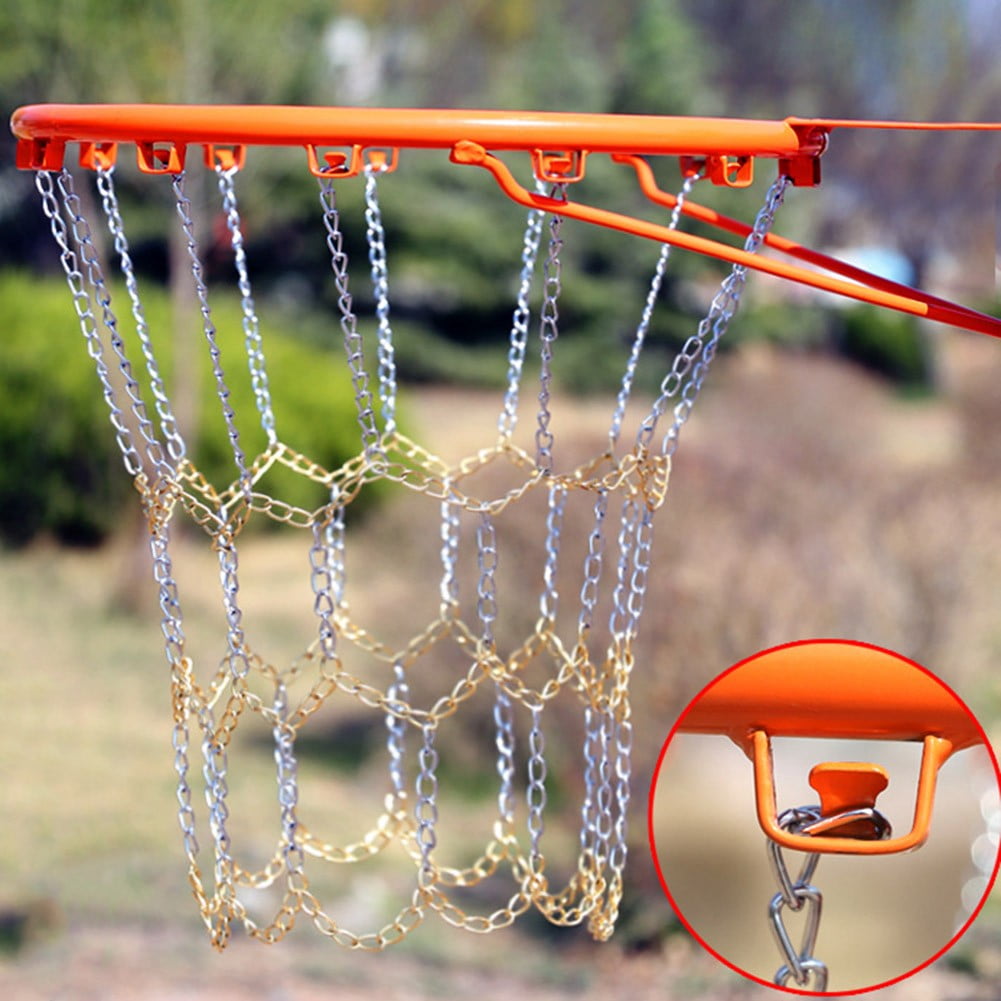 Metal Basketball Net Chain Netting Sports Rims Basket Frame Double Color Net Silver & Gold