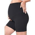 thumbnail image 5 of Deago Women's Maternity Yoga Shorts Over The Belly Bump Summer Workout Running Active Short Pants with Pockets (Black, S), 5 of 6