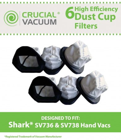 Details about   DVC Products Replacement for Shark Dust Cup Filter  6 Pack  Filter # XSB726N 