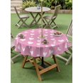 thumbnail image 3 of Outdoor Tablecloth with Umbrella Hole and Zipper, Valentine's Day Round Table Cloth 54 Inch Waterproof Tablecloth, Sweet Love Heart Lines Romantic Pink Picnic Table Cover for Patio Camping, 3 of 7