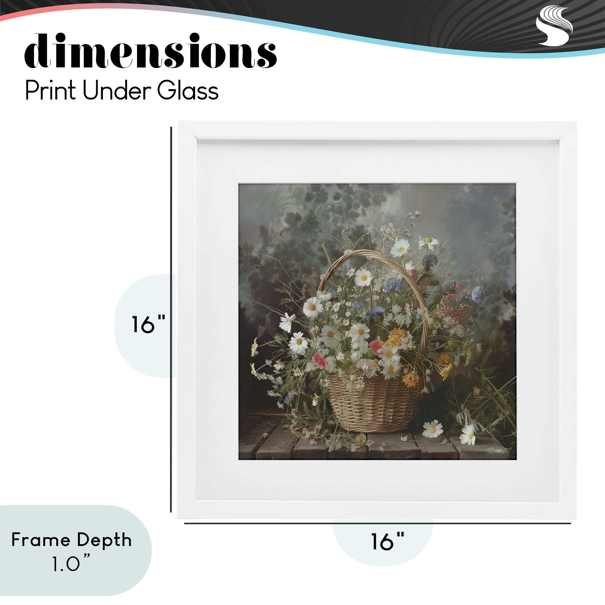 Stupell Industries Florals In A Basket Arrangement White Framed Print Under Glass, design by Lazar Studio