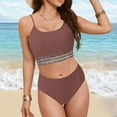 thumbnail image 5 of Linfrsh High Waisted Bikini Sets for Women,Tummy Control Swim Suits for Women 2024 Two Piece Drawstring Bathing Suit Khaki,XL, 5 of 7